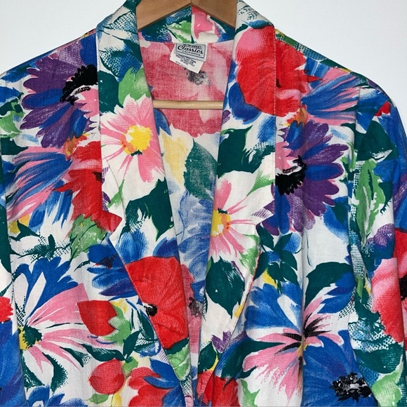 Vintage Remo Classics California Open Blazer Floral Size M ~USA made 100% Cotton - Picture 2 of 8